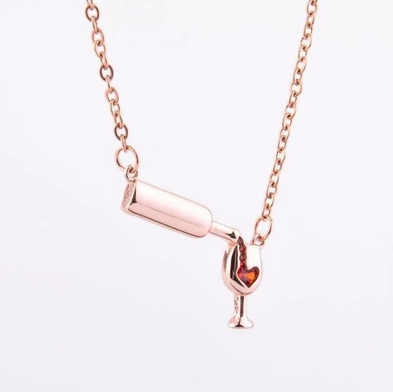 2020 Wholesale European and American Hot Selling Sweater Chain Ladies Love Red Wine Bottle Cup Necklace Creative Ornaments | Украшения и