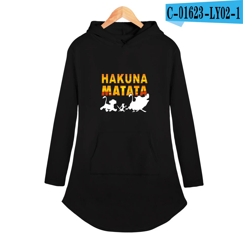 Лев Король хакуна матата печать женские модные толстовки с длинными рукавами горячая Harajuku уличная - Цвет: black