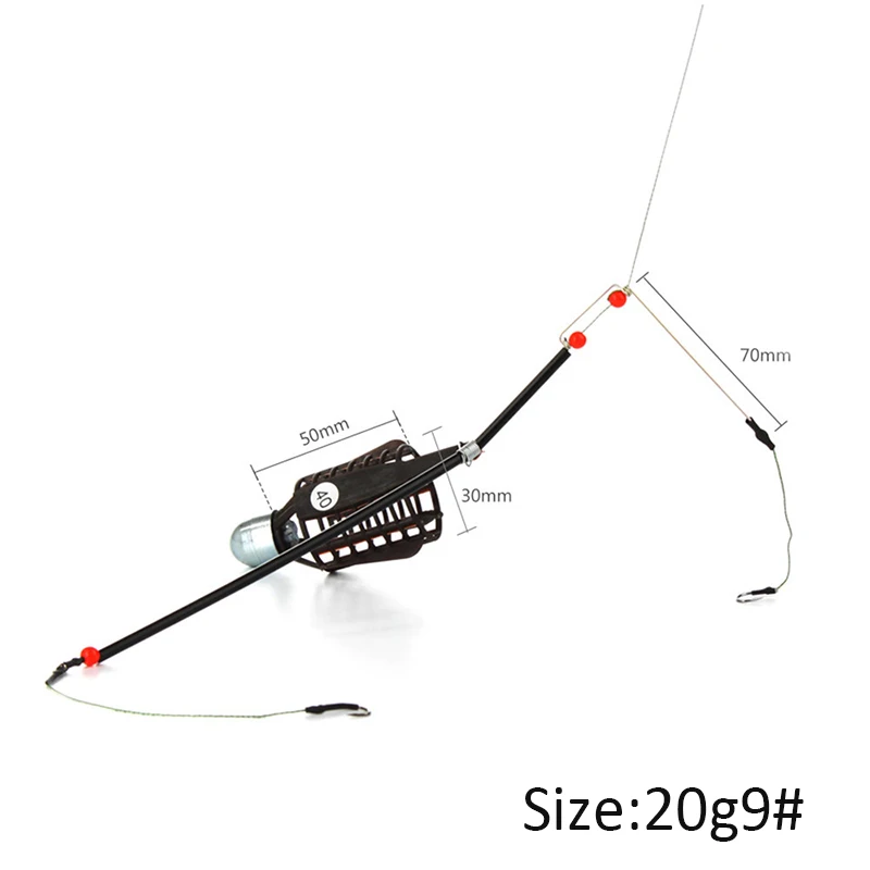 Fishing Bait Hooks Cage Lead Sinker Swivel with Line 20g-80g Hooks for Carp Feeder THJ99 - Цвет: Size 20g