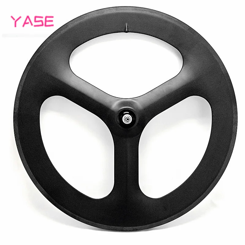 70x23mm 700C 3 spokes Road Track Fixed Gear bike matt 3K full carbon bicycle Tri-spoke wheels clincher rims Free ship | Спорт и