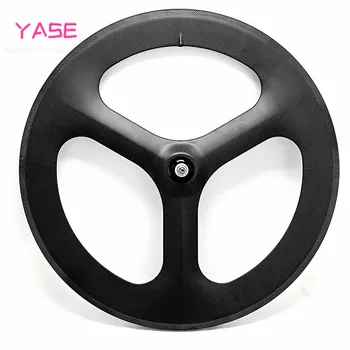 

70x23mm 700C 3 spokes Road Track Fixed Gear bike matt 3K full carbon bicycle Tri-spoke wheels carbon clincher rims Free ship