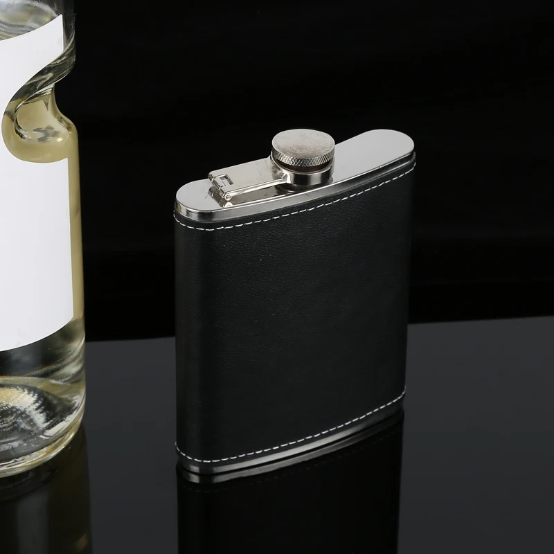 B Black 5oz Плоская фляжка для детей 5, 6, 7, 8, 9, 10oz Нержавеющая сталь PU карманная для напитков держатель Виски Ликер, водка - Цвет: B Black 5oz