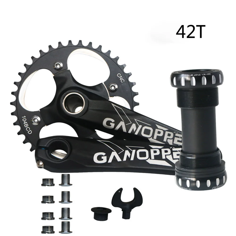 42T black crank Комплект Шатунов для шоссейного велосипеда из сплава алюминия 104BCD 104 мм, 9 S, 10 S, 11 S, 175 мм, набор звездочек для горного велосипеда Shimano SRAM - Цвет: 42T black crank
