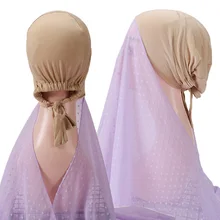 Nowość kobiety pompon ChiffonSolider kolor ciężki szyfonowy hidżab z czapką z elastycznymi sznurkami styl szpilki darmowe szale tanie tanio haft CN (pochodzenie) Wewnętrzny hidżab POLIESTER Na co dzień Adult Hijabs MSL186 Plain Hijabs Plain Color Soft Close to Skin