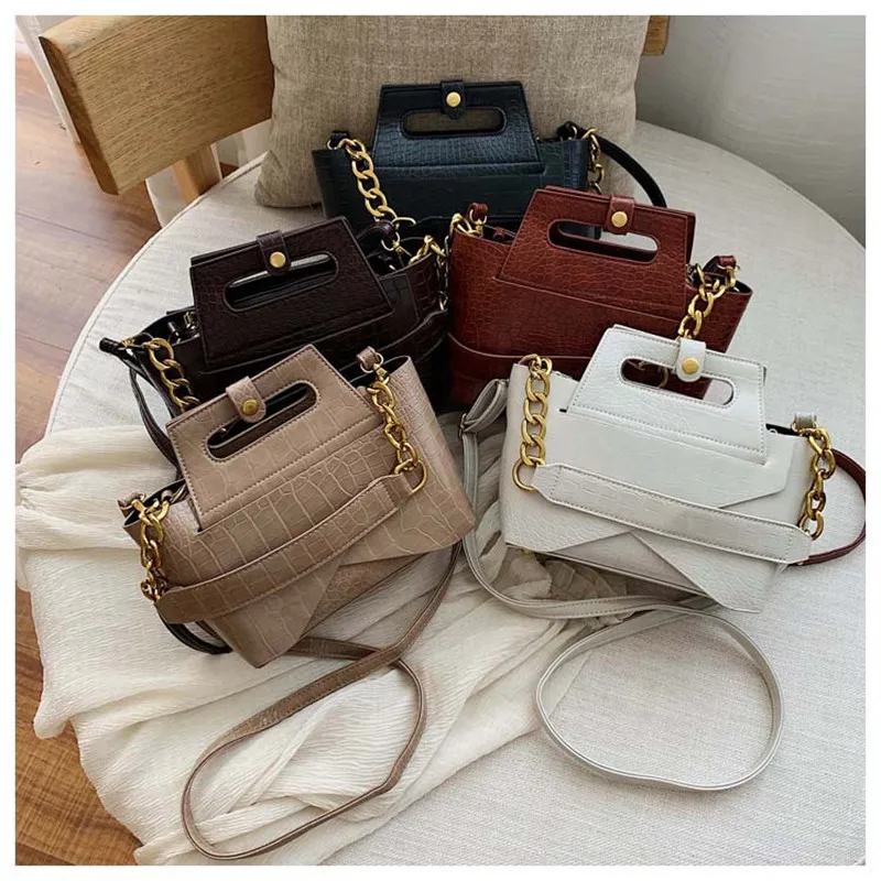 Women Bags Fashion Baguette Hand Bags Quality Luxury Handbags Leather Chain Shoulder Bags Crocodile Pattern Totes Bolsas