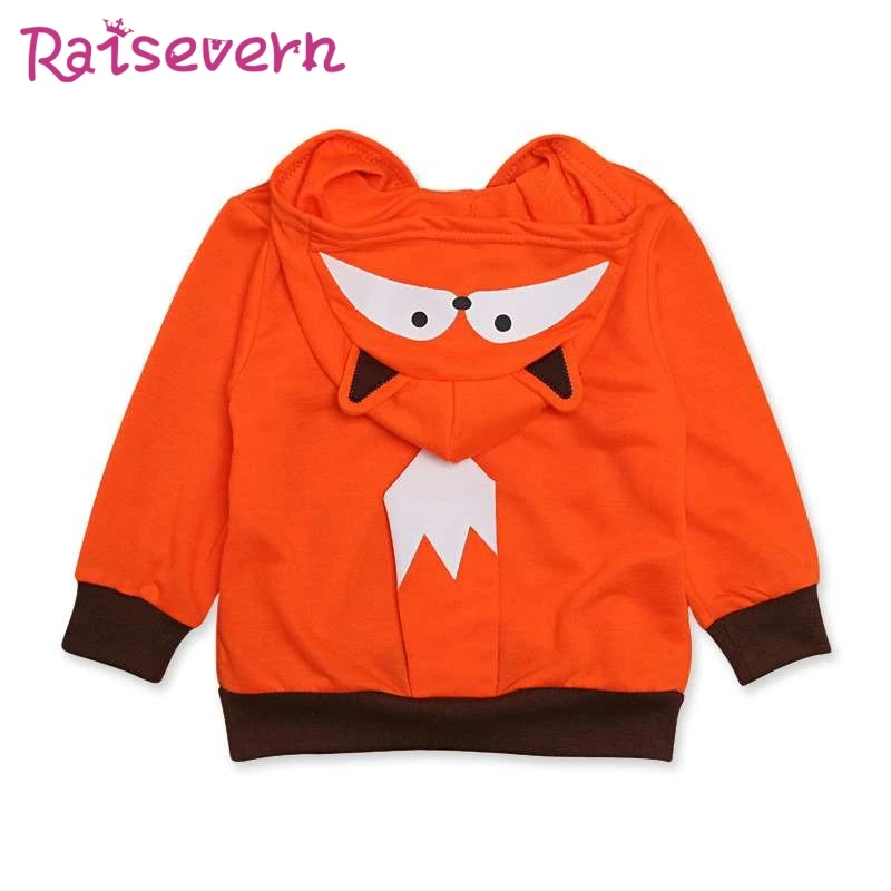 Raisvern/пальто с капюшоном с изображением лисы для малышей; куртки унисекс для мальчиков и девочек; детские пальто; куртки; верхняя одежда; осень г