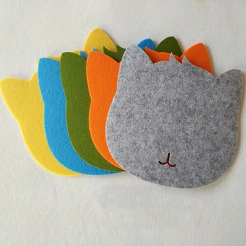 

Hot Sale Candy Color Felt Cartoon Cat Mouse Pads 20CM Anti-slip Mice Comfort Gaming Mouse Pad