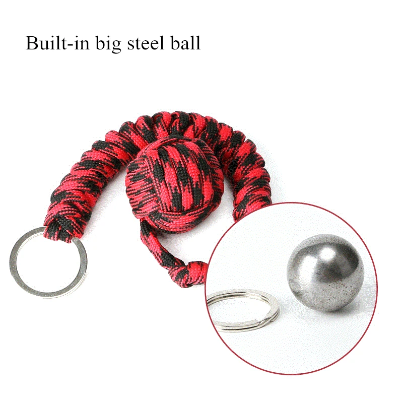 Key chain Outdoor self-defense field emergency survival kit key rings seven-core umbrella hand-woven keychain with steel ball