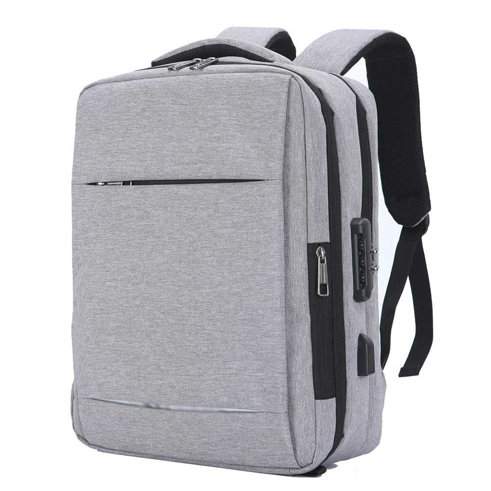 15,6 дюймовый рюкзак для ноутбука с замком, рюкзак с защитой от кражи, мужская дорожная сумка, отражающая школьная сумка для подростков, мужской рюкзак Mochila - Цвет: Серый