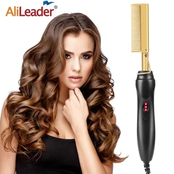 Alileader 2021 New Hair Straightener Hot Heating Combs Flat Irons Electric Hair Curling Iron Titanium Alloy Hair Curler Brush