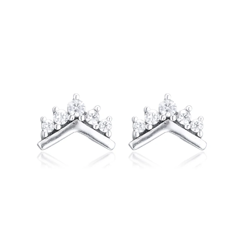 

100% 925 Sterling Silver Tiara Wishbone Stud Earrings Free Shipping