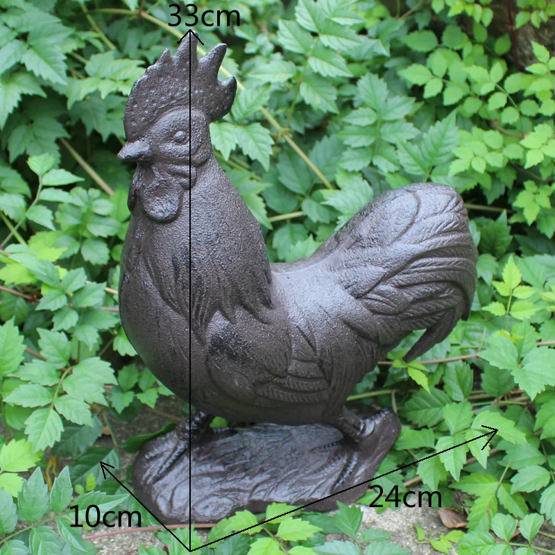 Gray/Brown/Black Deco 79 59452 Metal and Wood Rooster Sculpture 