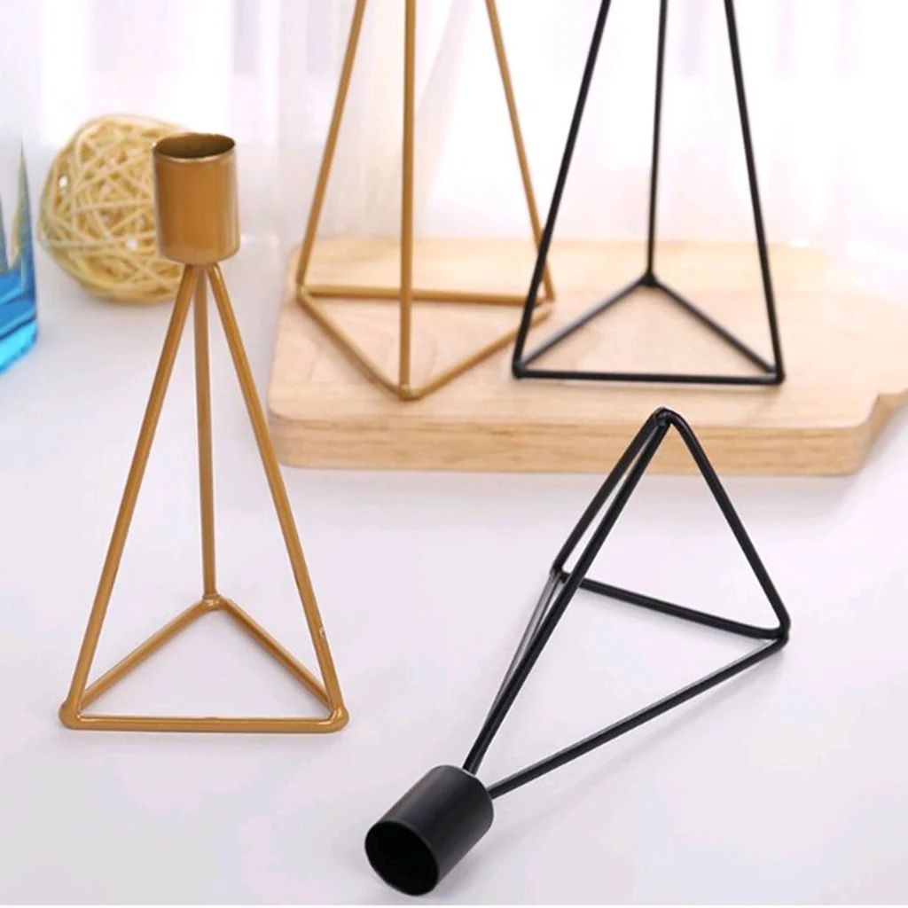 Vintage Geometric Wire Cup Candle Wedding Party Decor Candlestick Candle Holder Golden/Black for Home Desktop Ornament