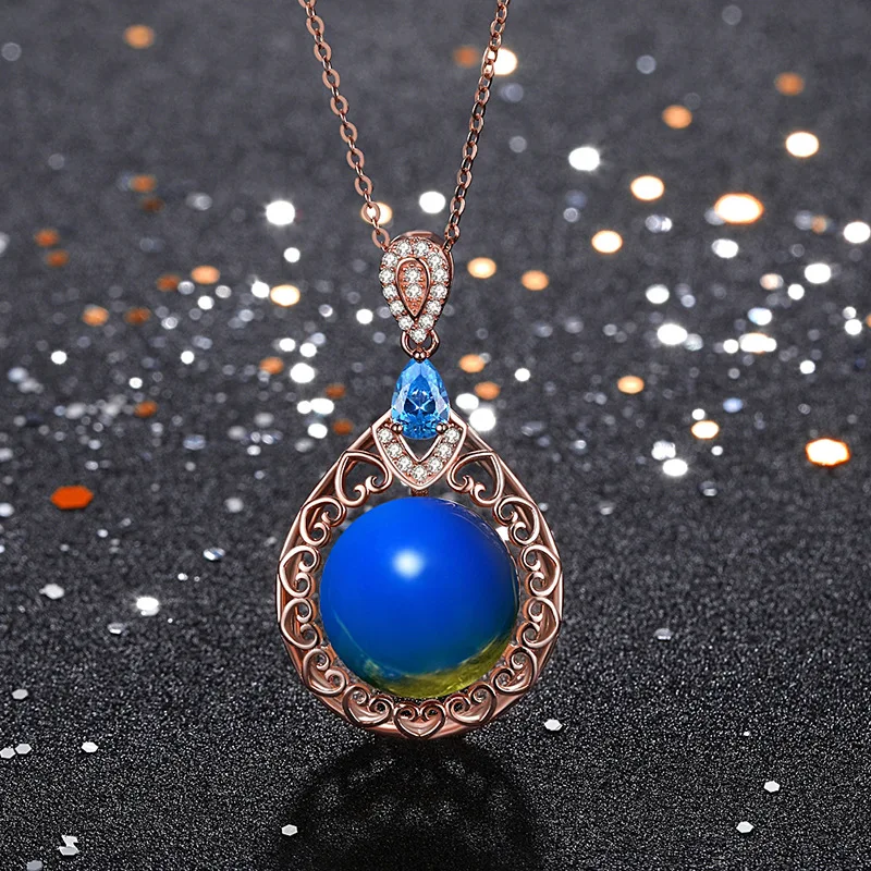 Hua Express Exquisite Women Necklace with Mineral Agate Pendant Chinese Style Handmade Jewelry Vintage Gift