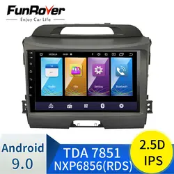 FUNROVER android 8,0 9 "2 дин Авторадио GPS; Мультимедийный проигрыватель для KIA Sportage навигации Передняя панель DVD плеер WI-FI FM