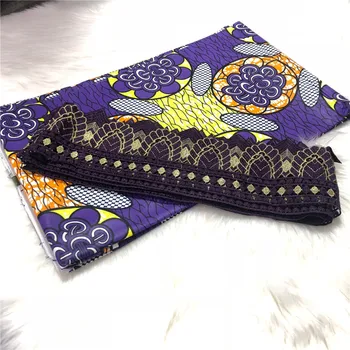 

2020 Nigerian batik printing wholesale Veritable cotton wax prints Wax Fabrics with lace for wedding-AW30