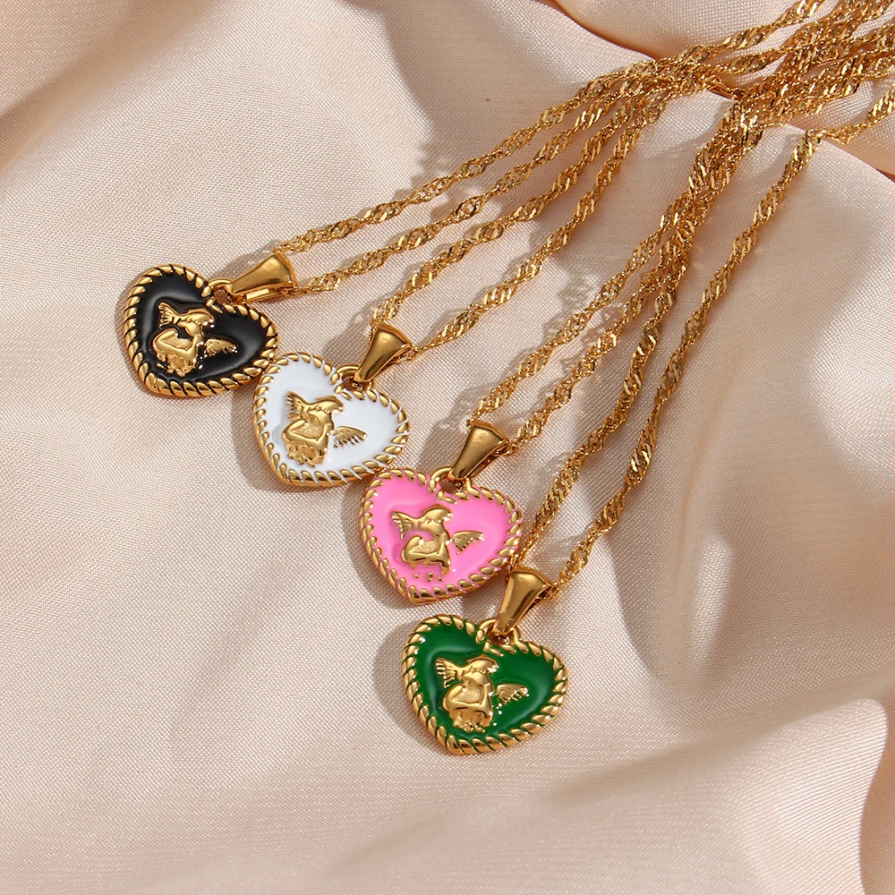 Heart CC Button Necklaces - Pink or Black - Designer Button Jewelry