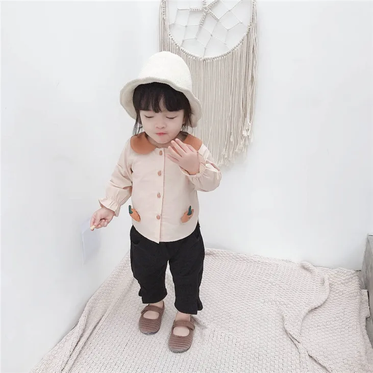 Special Section Rebate Does Not Change Cy-2910 Spring Korean-style-Year-Old Baby Girls Childrenswear Pocket Shirt Recruit