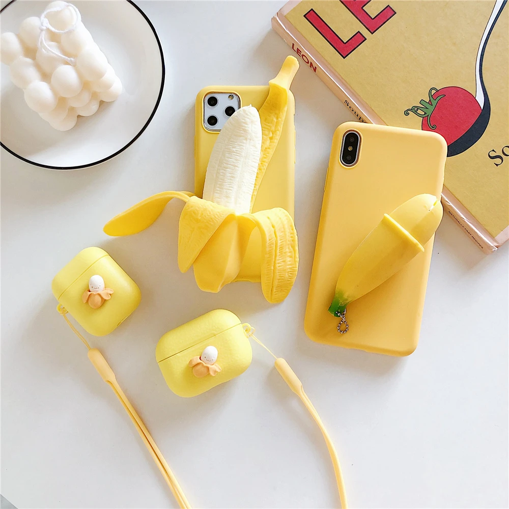 Iphone用シリコンケース 3dストレス解消ケース 派手なバナナ モデル13 11 12 Pro X Xs Max Xr 7 8 6 Plus 電話用緩衝材 Aliexpress