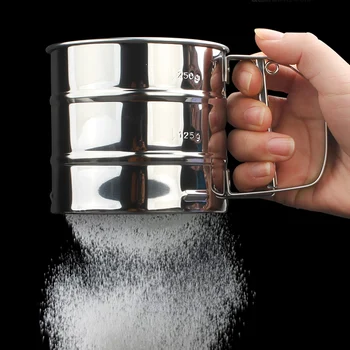 

Mechanical Flour Sugar Sifting Mesh Sifter Shaker Baking Cup Home Kitchen Tools