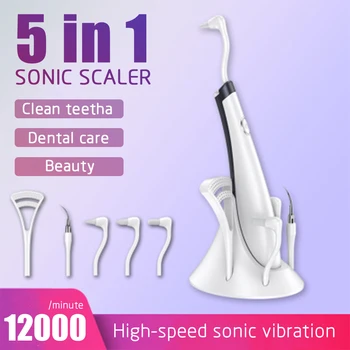 

5 In 1 Electric Vibrating Scaler Tooth Cleaner High Frequency Vibration Stain Plaque Remover Teeth Cleaning Whitening Scaler