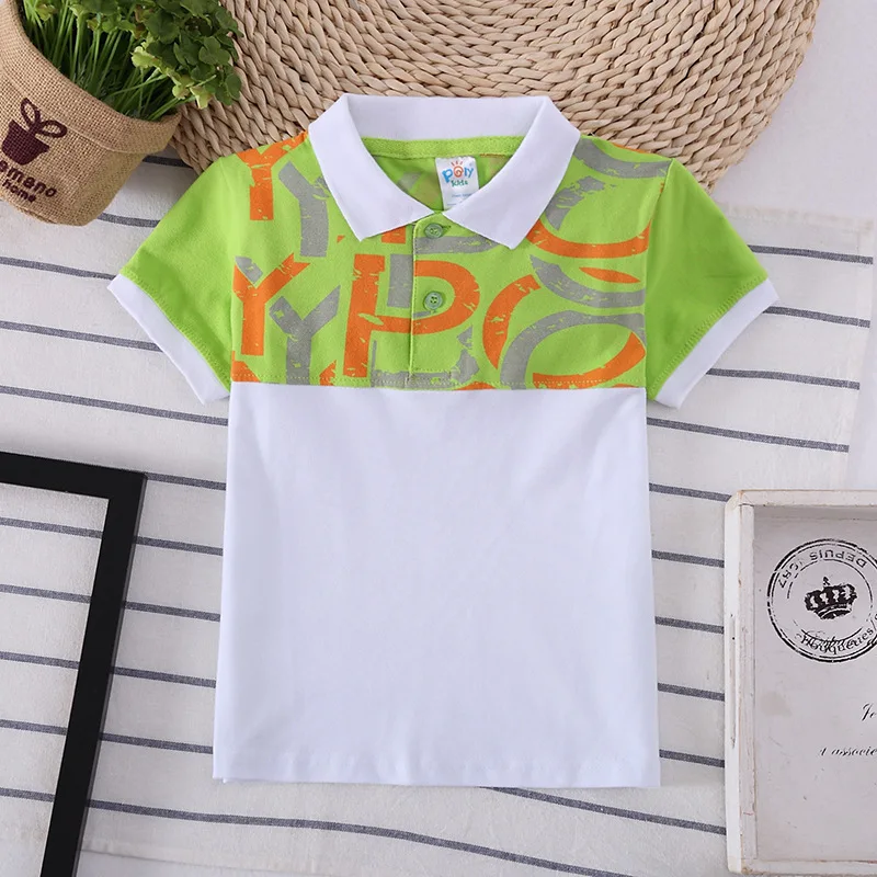 BEMIDJ Brand New summer Fashion Letter Short Shirts Children Infant Kid Boys Turn-down Collar T-shirt Tops Shirts 3 color Tee - Цвет: Армейский зеленый