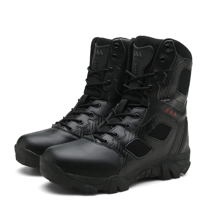 Военные высокие ботильоны мужские из натуральной кожи Повседневная защитная Рабочая обувь мужские армейские тактические охотничьи ботинки черные Askeri Bot PUTILER - Цвет: black boots men