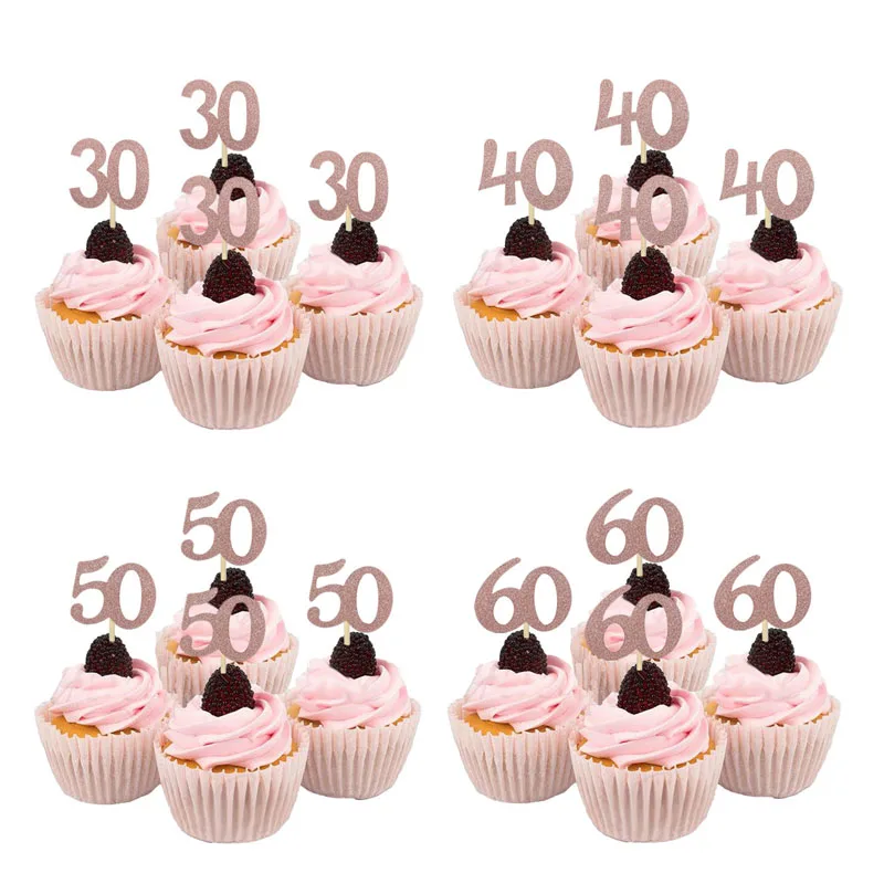 Chicinlife 10 шт. 30 40 50 60 лет кекс топперы на день рождения Юбилей взрослых 30th аксессуары для торта на день рождения поставки