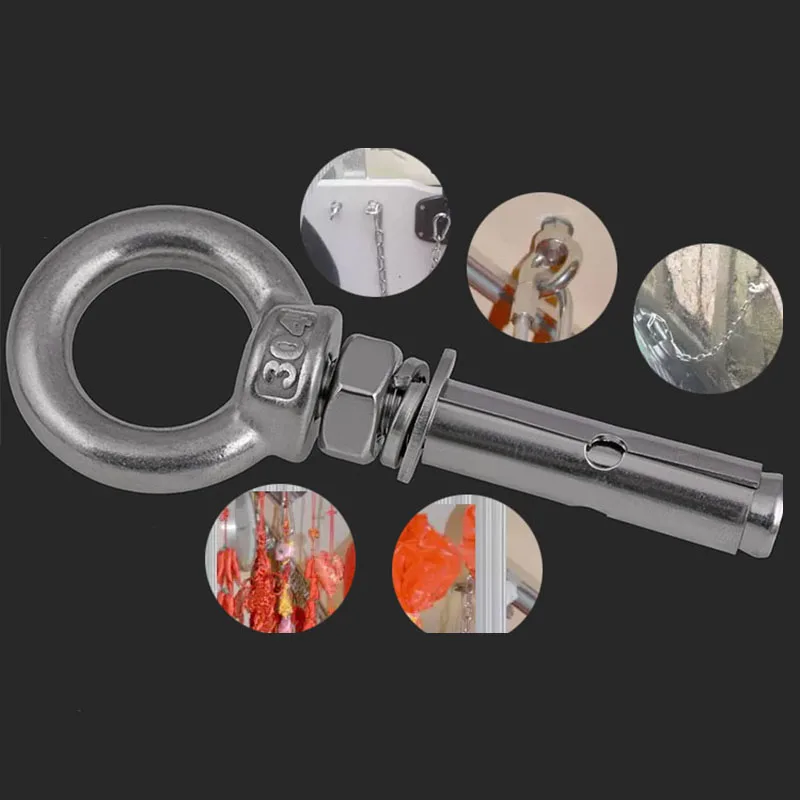 M6 X 70mm Expansion Bolts 304 Stainless Concrete Anchor Eye Screws