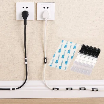 

20pcs Self-adhesive Car Wire Clip Fixer Holder Cable Holder Rectangle Plastic Mount Clamp Network Office Cable Winder Sleeve