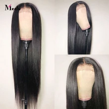 Meetu 4x4 Lace Closure Wig Indian Human Hair Wigs Pre-Plucked With Baby Hair Remy Straight Lace Front Human Hair Wigs For Women