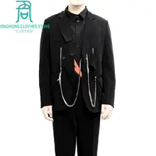 Изготовленный На Заказ Темный ретро костюм цепи для мужчин с высоким качеством и большой мужской одежды M-6XL