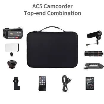 

ORDRO Camcorder Real 4K Video Camera ORDRO 30FPS Infrared Night Vision with Stereo Microphone Lens Camera Bag