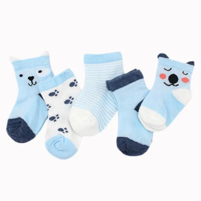 5 pairs 5 пар/лот, носки для новорожденных мальчиков хлопковые носки для младенцев, теплые зимние носки для новорожденных - Цвет: 5 pairs