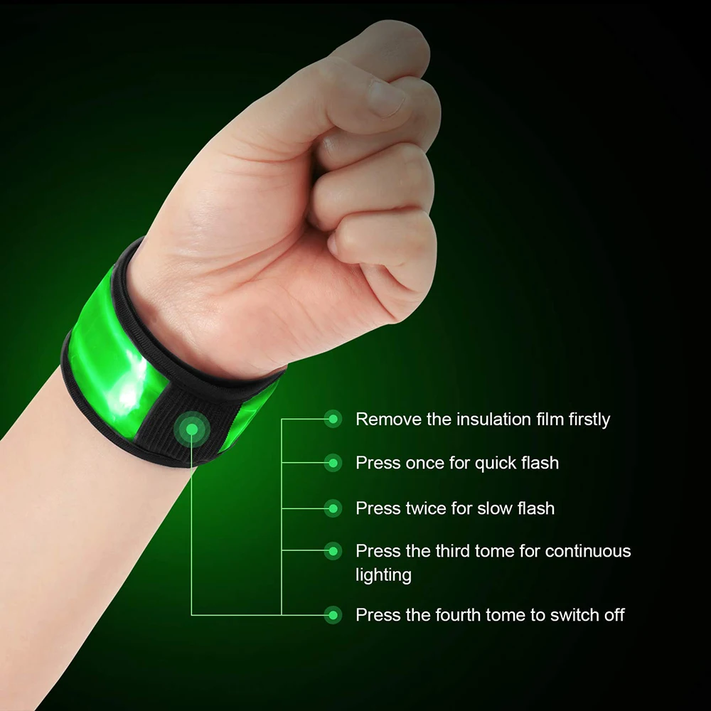 Glowing Wrist Flashing Reflective Safety Slap Light Up LED Armband Glow Sports Night Running Cycling Outdoor Exercise Activities