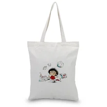 Девушка шаблон холст вместительная сумка для покупок сумка ежедневного использования пользовательский печати текстовый логотип DIY эко многоразовая утилизация