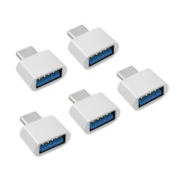 Universal Type-C to USB 2.0 OTG Adapter Connector - 1/5 Pack (5pcs white)