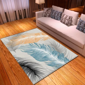 

Nordic Style Feather Dining Room Corridor Rugs Bedroom Floor Area Rug Soft Flannel Anti-slip 3D Rug Carpet for Home Living Room