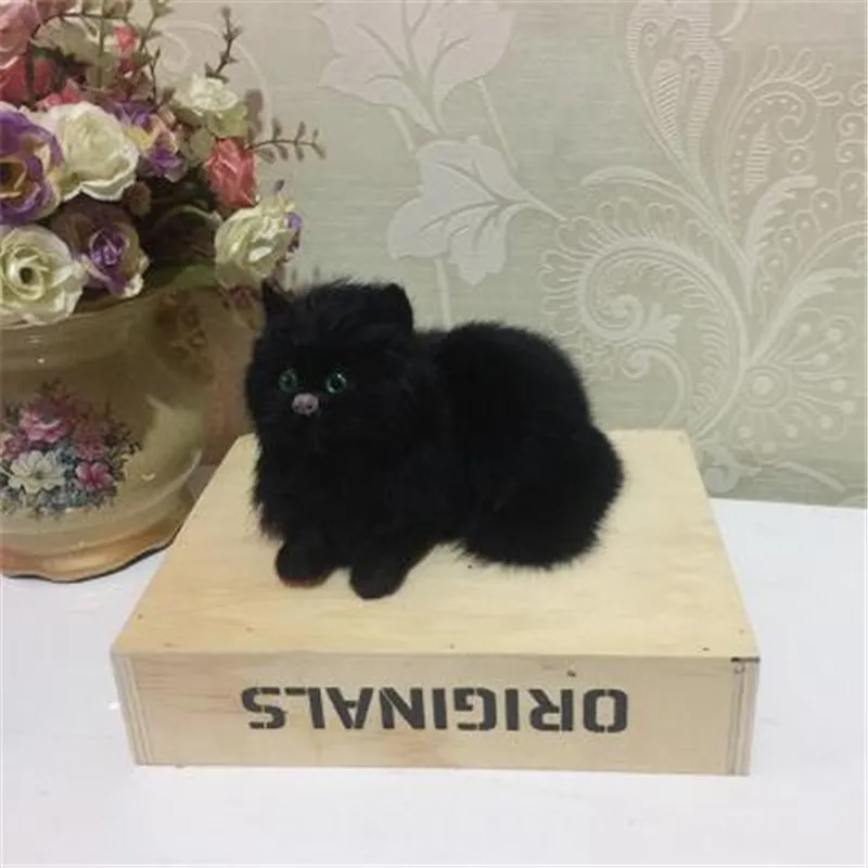 Кошка плюшевые игрушки куклы прекрасная настоящая Реалистичная кукла плюшевые животные кошки черный милый плюшевый Декор для дома, с изображением кота детская игрушка, подарок - Цвет: 01