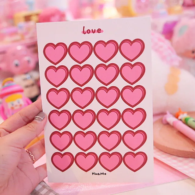 3 шт./лот корейский конфетных оттенков сердце большой и маленький Kawaii милые наклейки из бумаги васи школы и офиса поставки 13*19,5 см