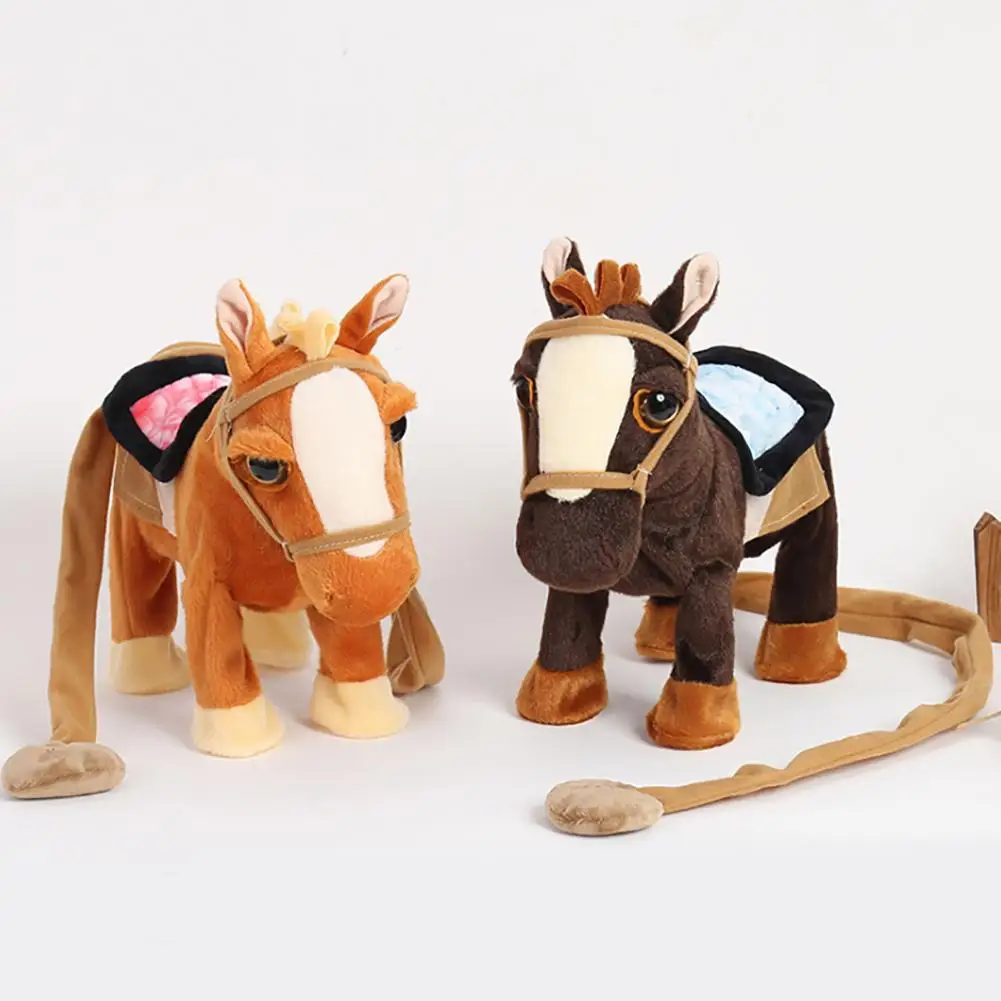 10inch Electric Plush Singing Walking Horse Ponyr Simulated Intelligent Kids Toy Children Birthday Gift New