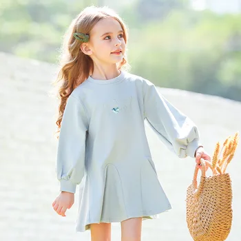 

1 to 7 years Girls dress Cotton Terry Princess cute dress Fashion Elegant sweatshirt-dress 2020 Spring Autumn Sports onepiece
