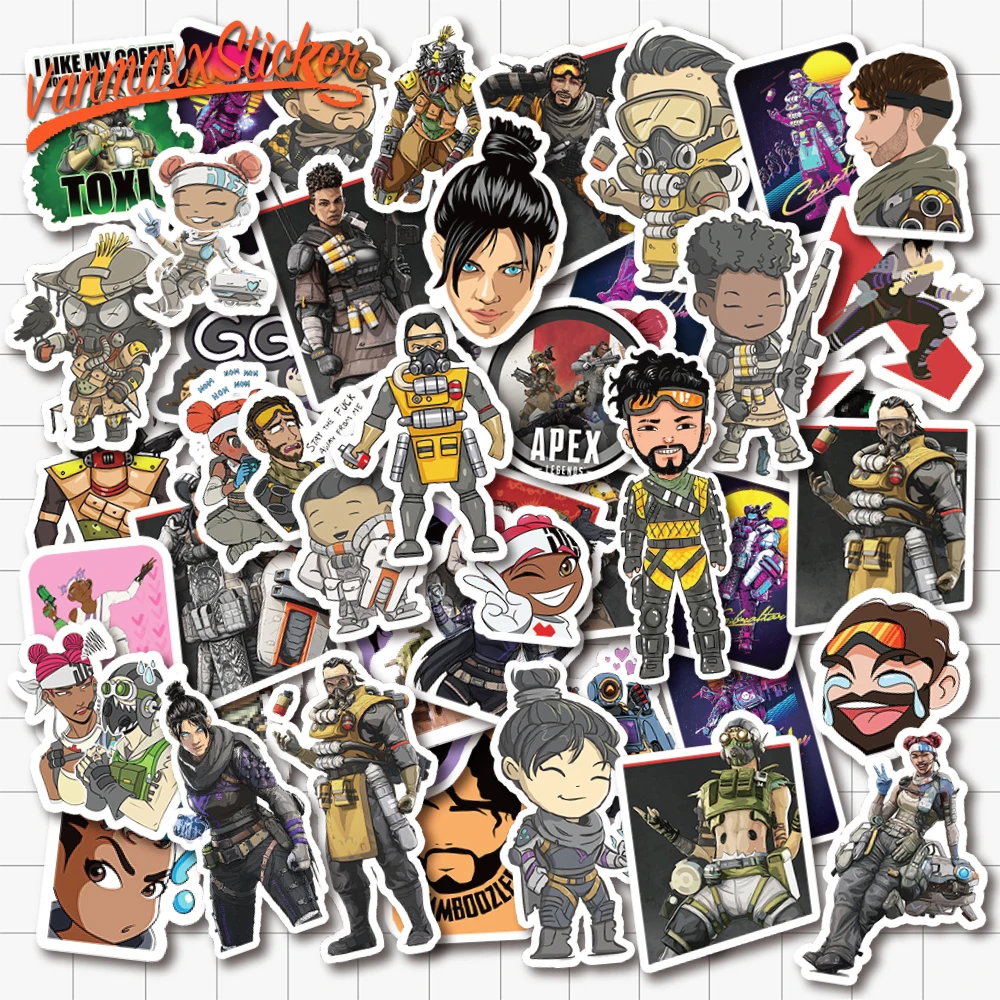 

VANMAXX 50 PCS APEX Video Game Graffiti Stickers Waterproof PVC Decal for Laptop Helmet Bicycle Skateboard Luggage Water Bottle