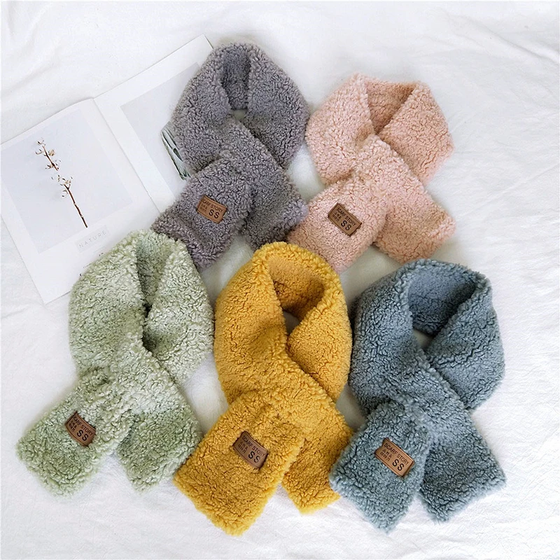 

Winter Plush Scarf Solid Color Pure Color Warm Collar Scarf Curly Furry Soft Scarves Thicken Faux Fur Cashmere Neck Warmer