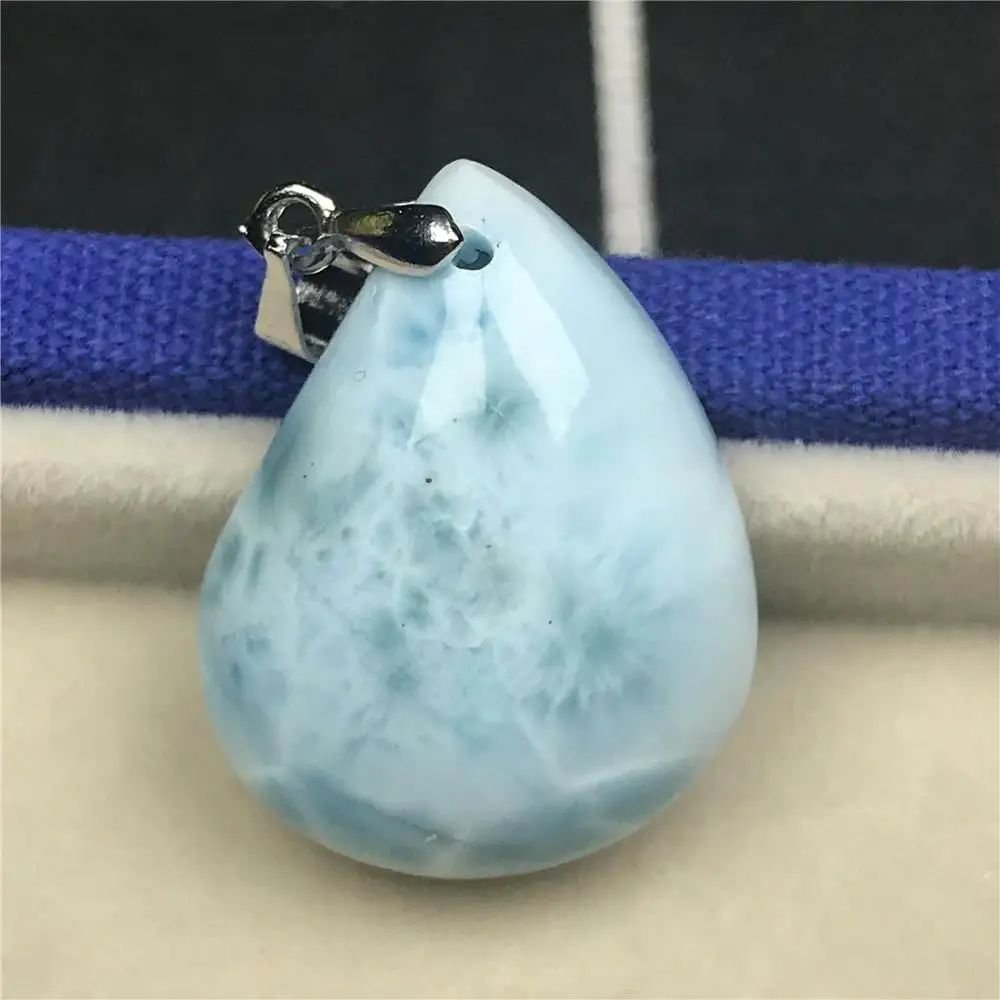 Натуральная синяя подвеска larimar для женщин 25x19x9 мм бусины в форме капель воды Прозрачный камень Модный кулон, ювелирные изделия AAAAA