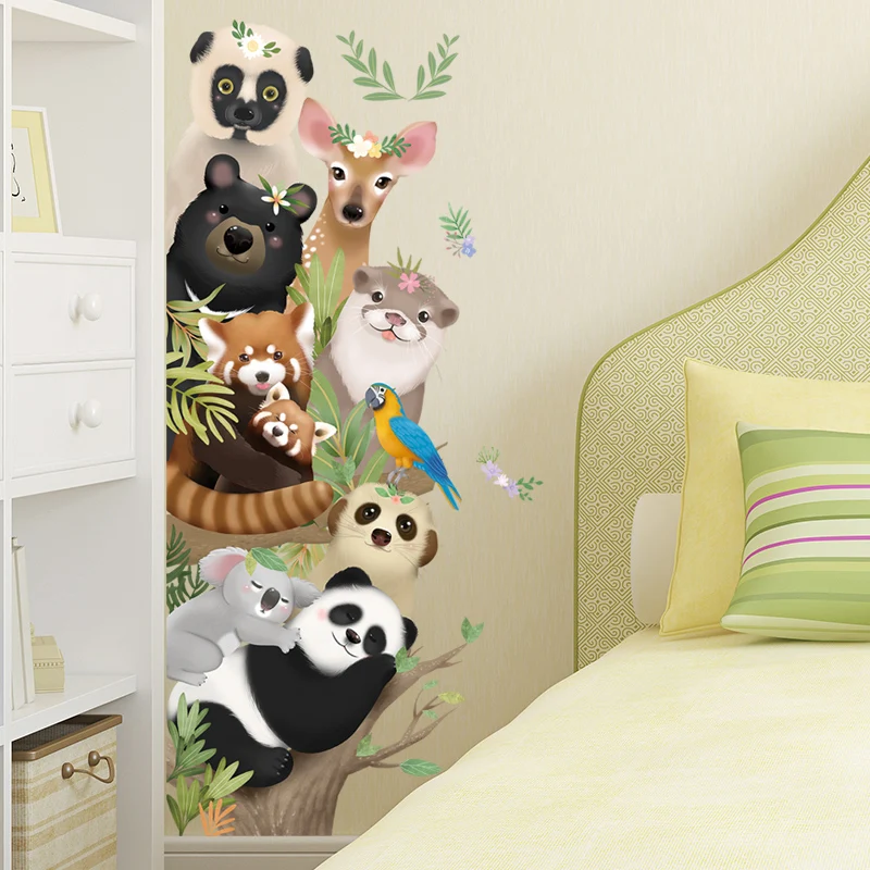 120*50 см стикер на стену панда Жираф Животные Мультфильм Настенные картинки для гостиной Дети спальни двери наклейки на обои плакаты