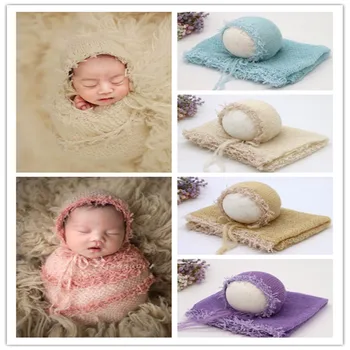 

Mohair Newborn photography props,fringe lace wrap with matching hat,stretch super fluffy,baby soft blanket multi-colors