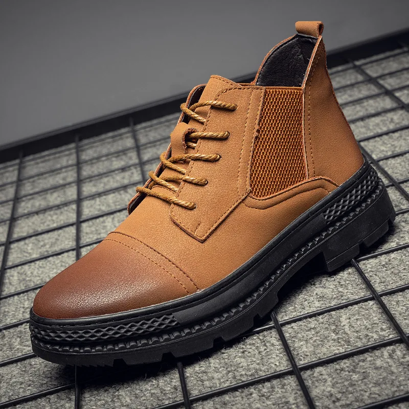 

2019 Spring Worker Boot Men's Casual Trendy Shoes Trend England Soft Bottom Anti-slip MEN'S Short Boots