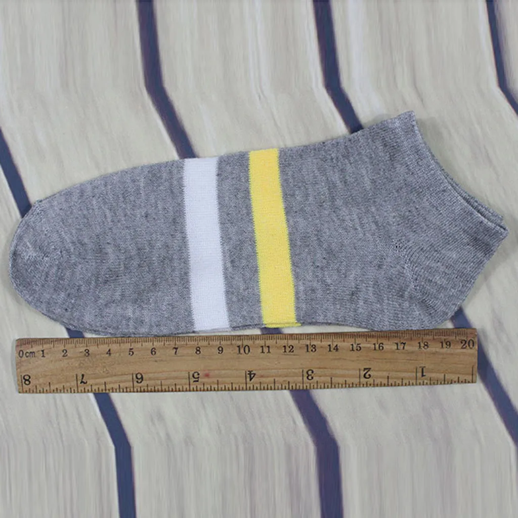 1Pair Unisex Mixed Color Comfortable Stockings Non-Slip Stripe Short Stockings
