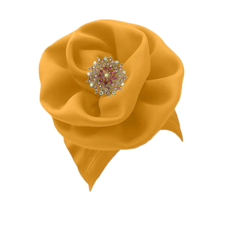 Women's African stretch turban headwrap hair scarf tie nigerian headtie flower rose shape auto gele (13)